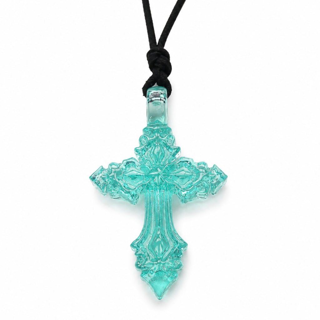 HEM MINI LEATHER CORD NECKLACE (BLUE)