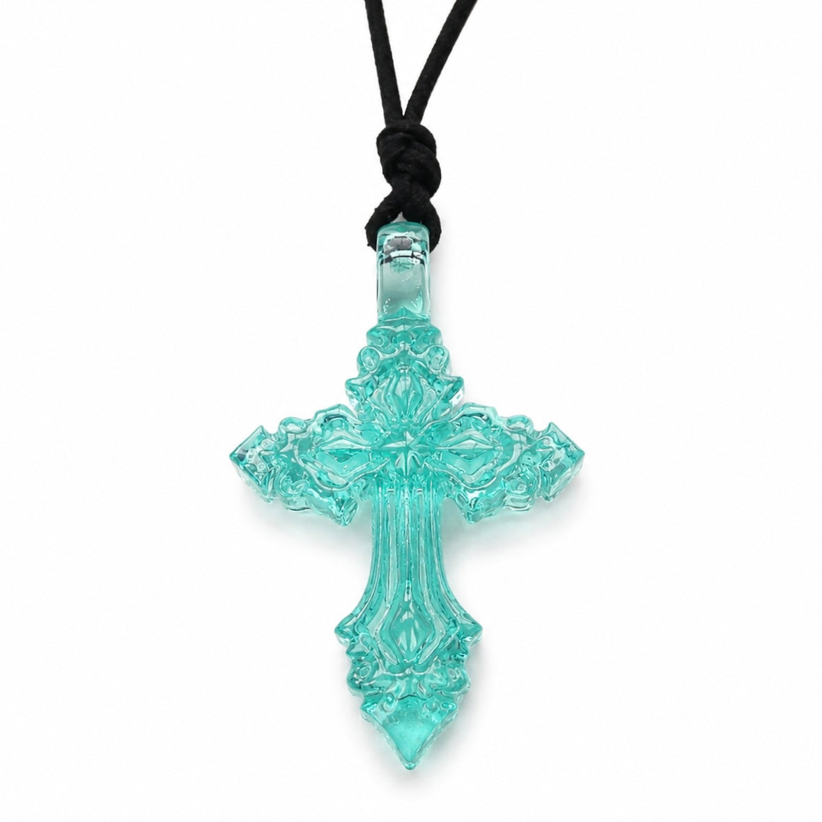 HEM MINI LEATHER CORD NECKLACE (BLUE)