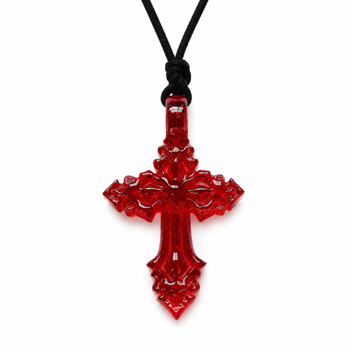 HEM MINI LEATHER CORD NECKLACE (RED)