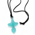 HEM MINI LEATHER CORD NECKLACE (BLUE)