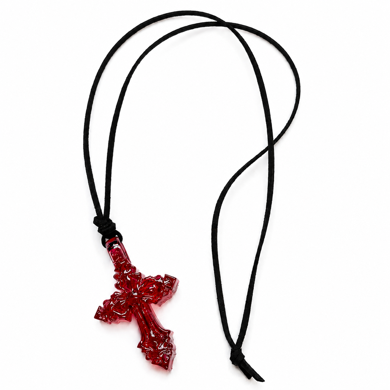 HEM MINI LEATHER CORD NECKLACE (RED)