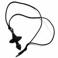 HEM MINI LEATHER CORD NECKLACE (BLACK)